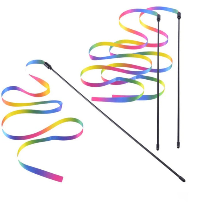 Pet Cat Toys Cute Funny Rainbow Strips Stick