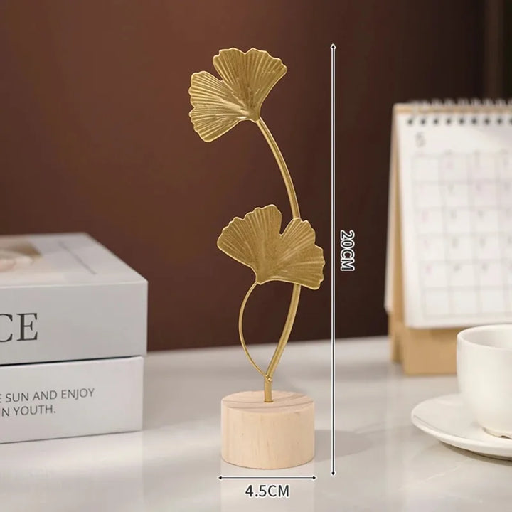 Golden Ginkgo Leaf Feather Metal Model
