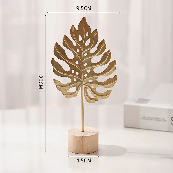 Golden Ginkgo Leaf Feather Metal Model
