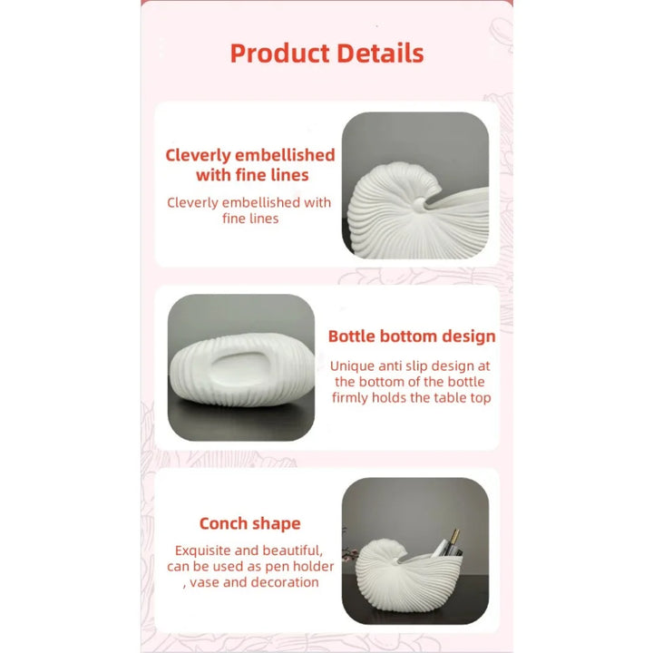 Shell Grace Ceramic Vase