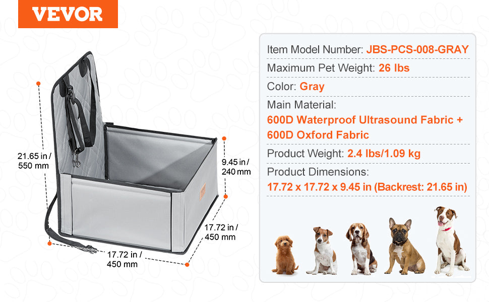 VEVOR Pet Travel Bed